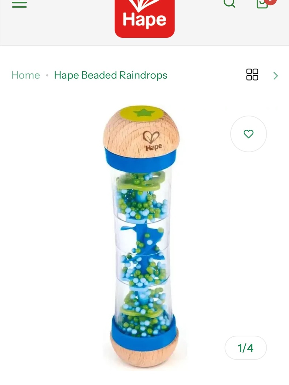 Hape Blue & Green Beaded Raindrops Sensory Tube